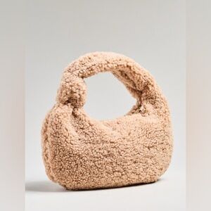 Anthropologie Faux Fur Shoulder Bag in tan; new with tags attached
